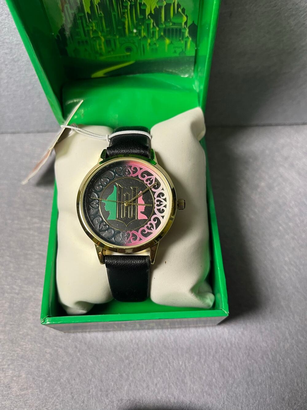 Universal Studios Wicked Elphaba & Glinda gold analog watch by Accutime nib